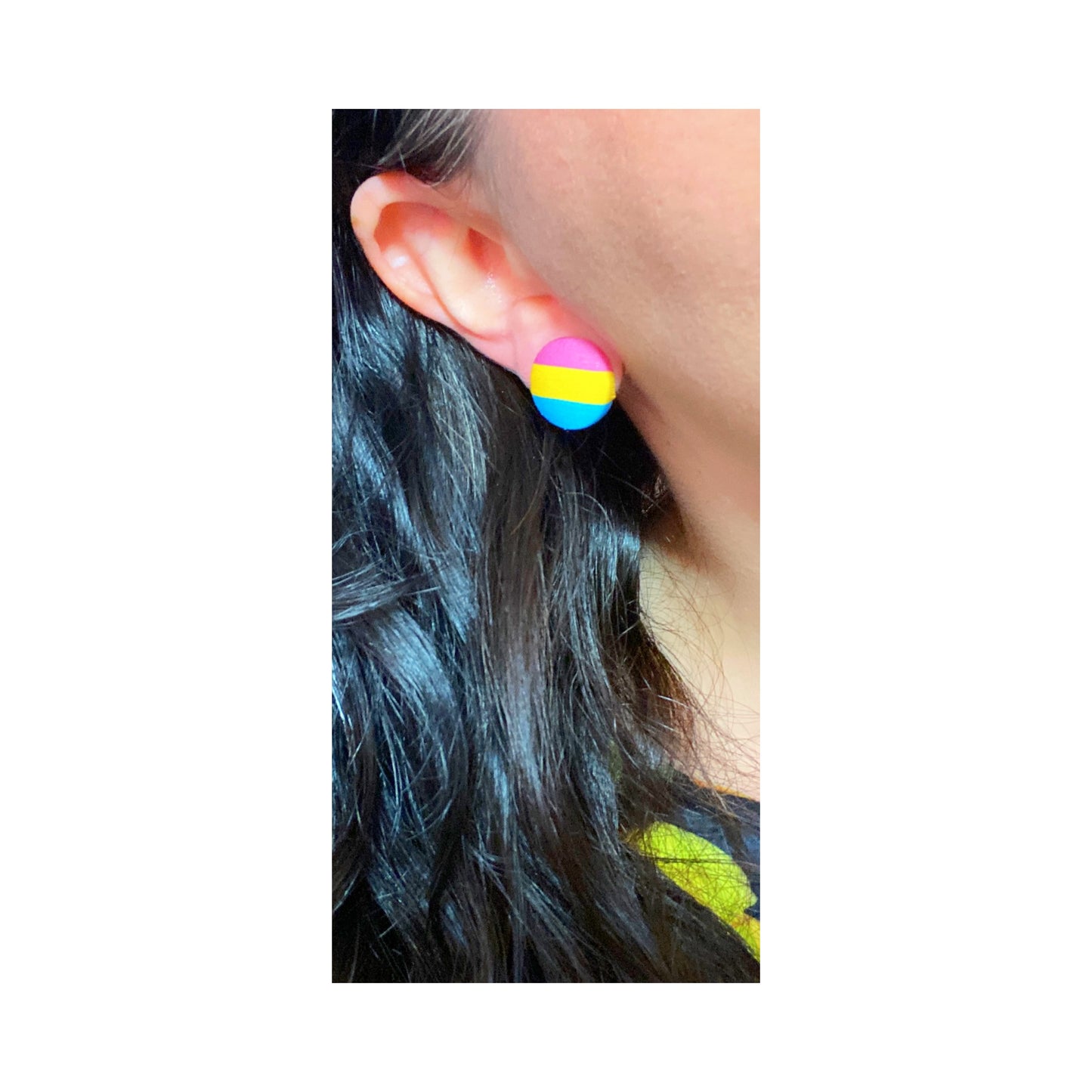 Pansexual Flag Fabric Button Earrings