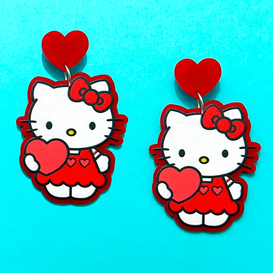 Kitty Valentine Acrylic Drop Earrings