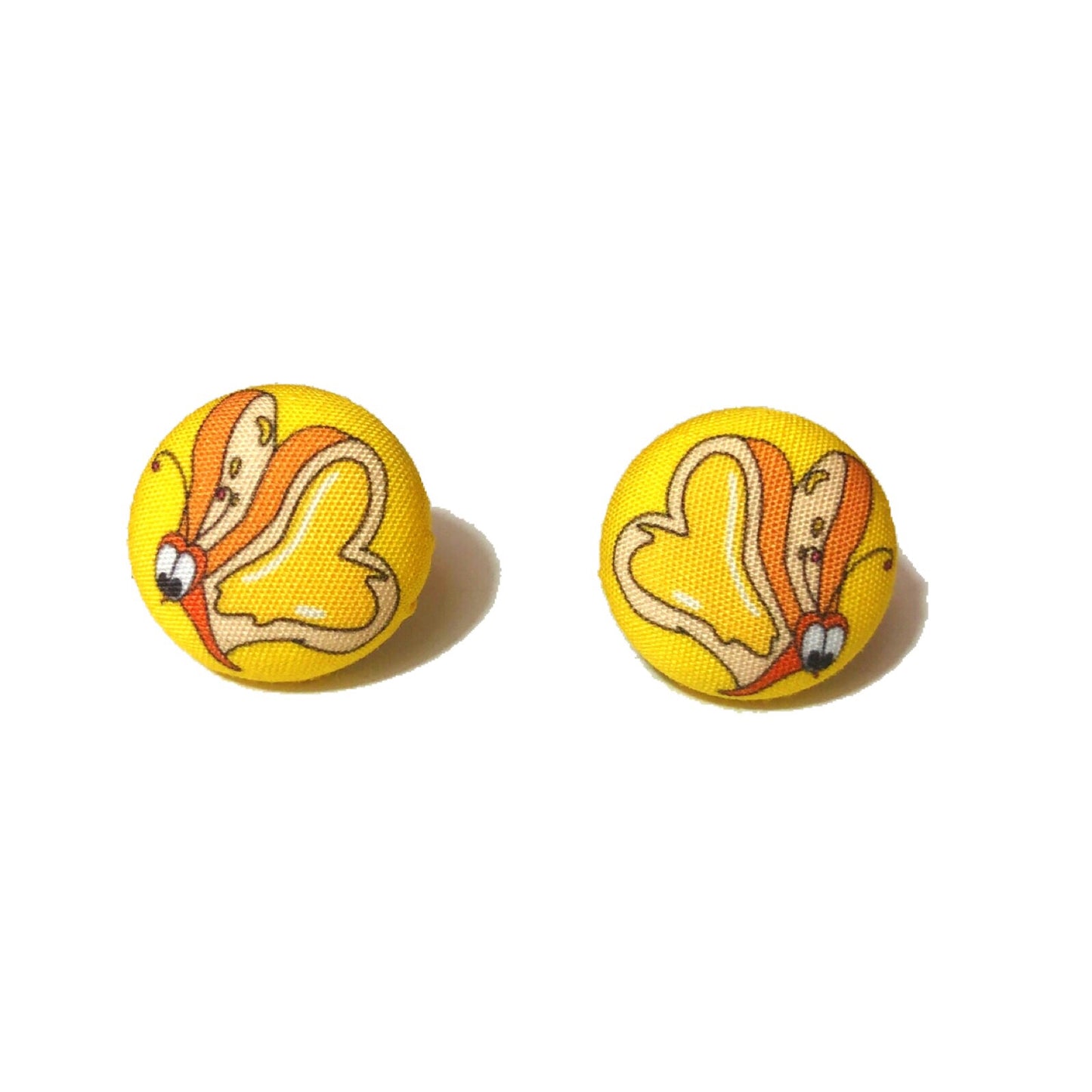 Bread & Butterfly Fabric Button Earrings