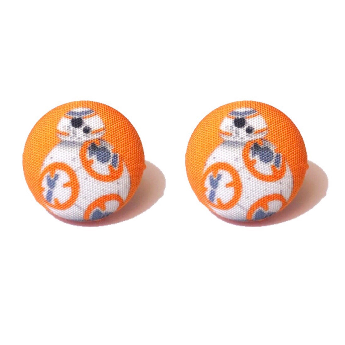 Bb8 Orange Background Fabric Button Earrings