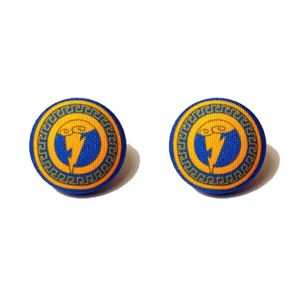 Hercules Medallion Fabric Button Earrings