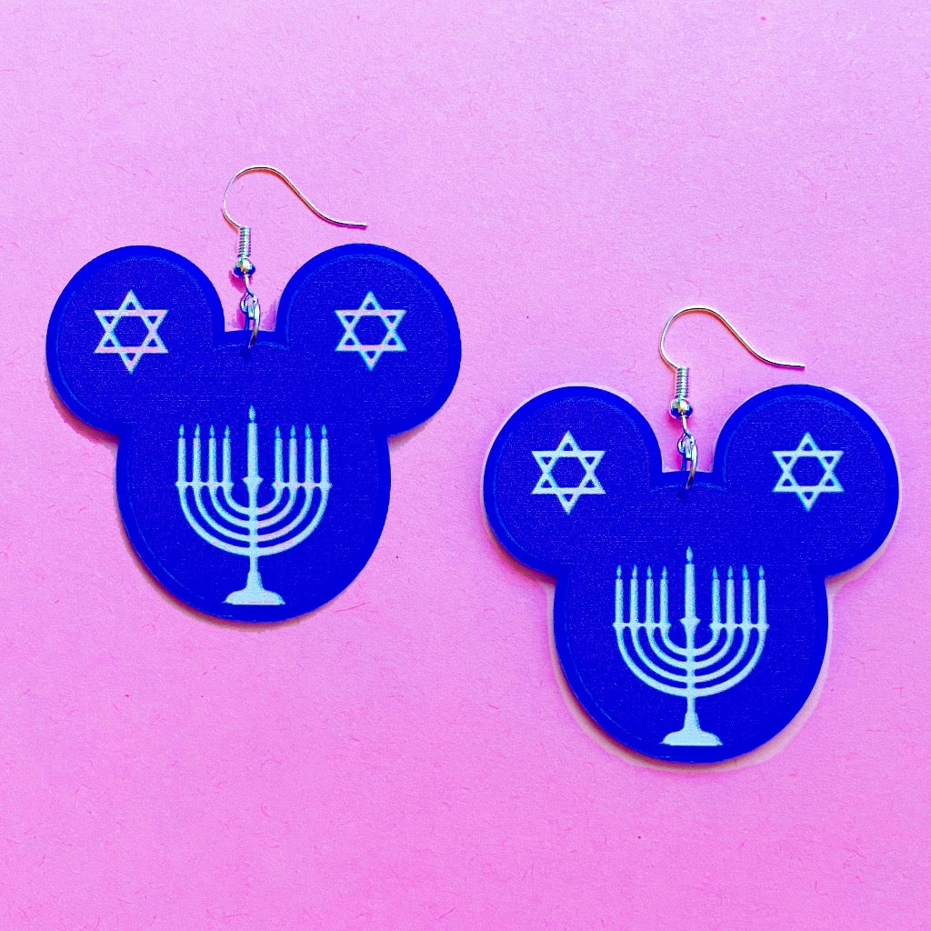Hanukkah Mouse Acrylic Drop Earrings