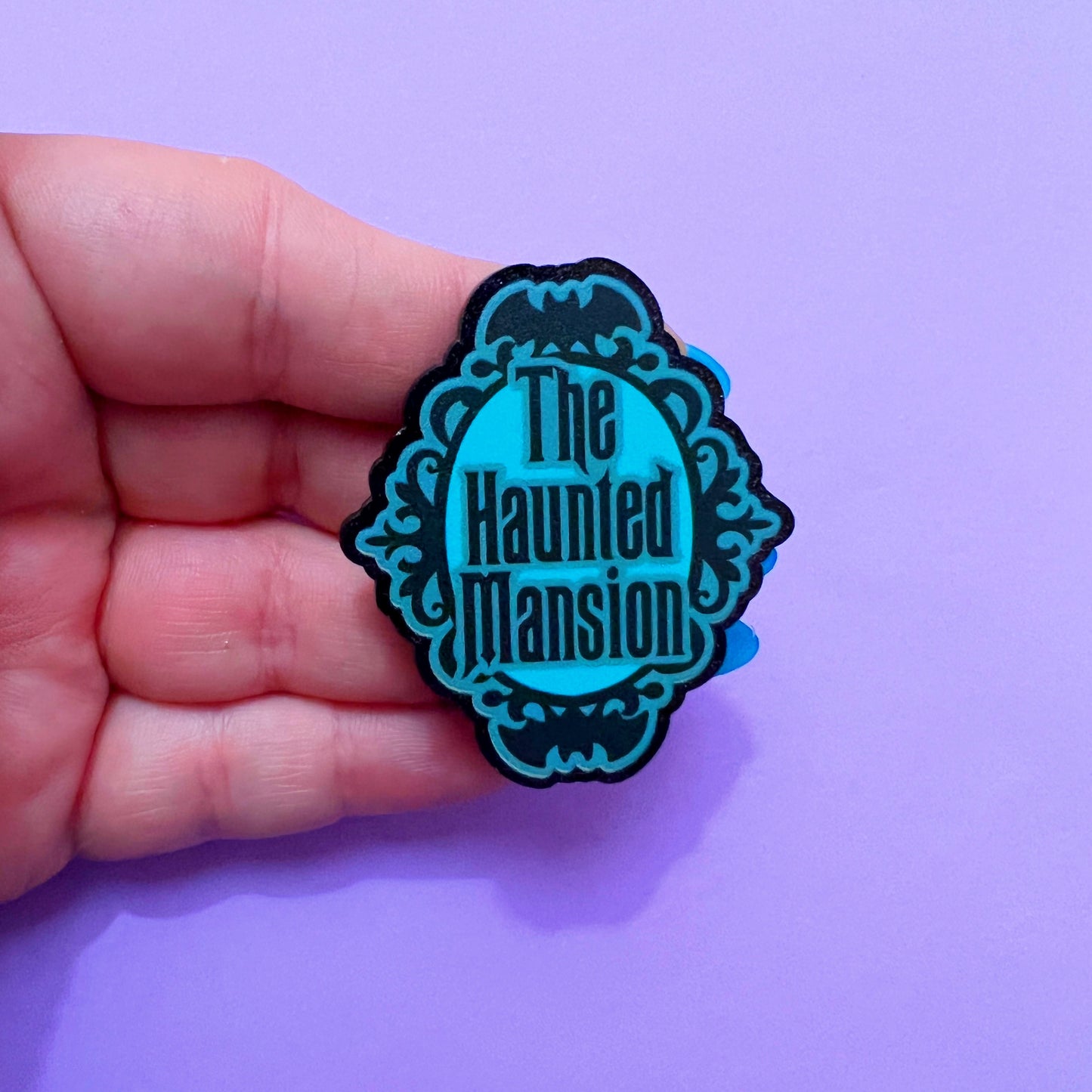 Spooky Mansion Acrylic Brooch Pink