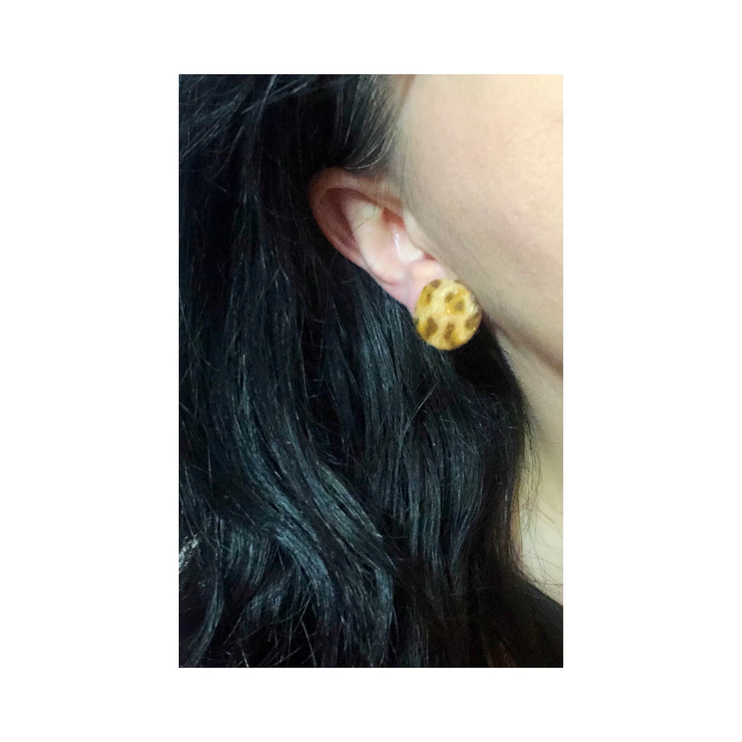 Large Leopard Print Fuzzy Round Post Earrings