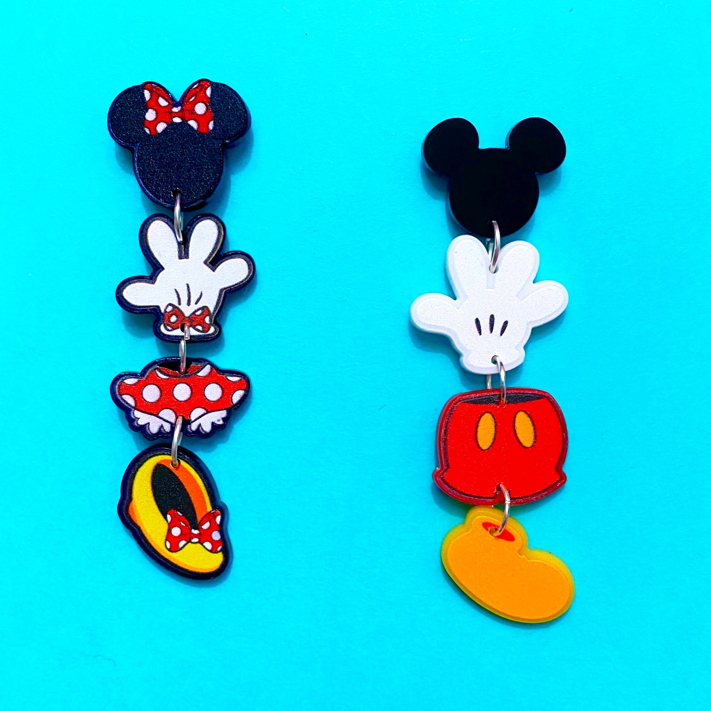 Mouse Couple Tiered Drop Earrings