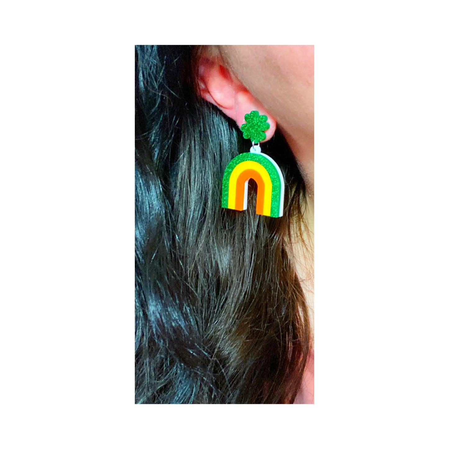 Shamrock Rainbow St. Patrick’s Day Acrylic Drop Earrings