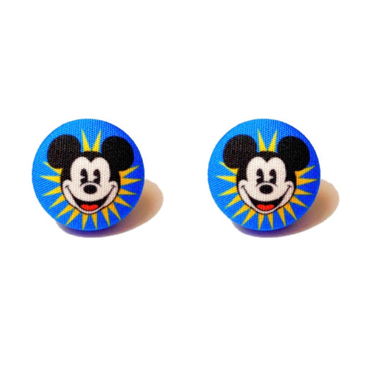 Mouse Fun Wheel Inspired Fabric Button Earrings