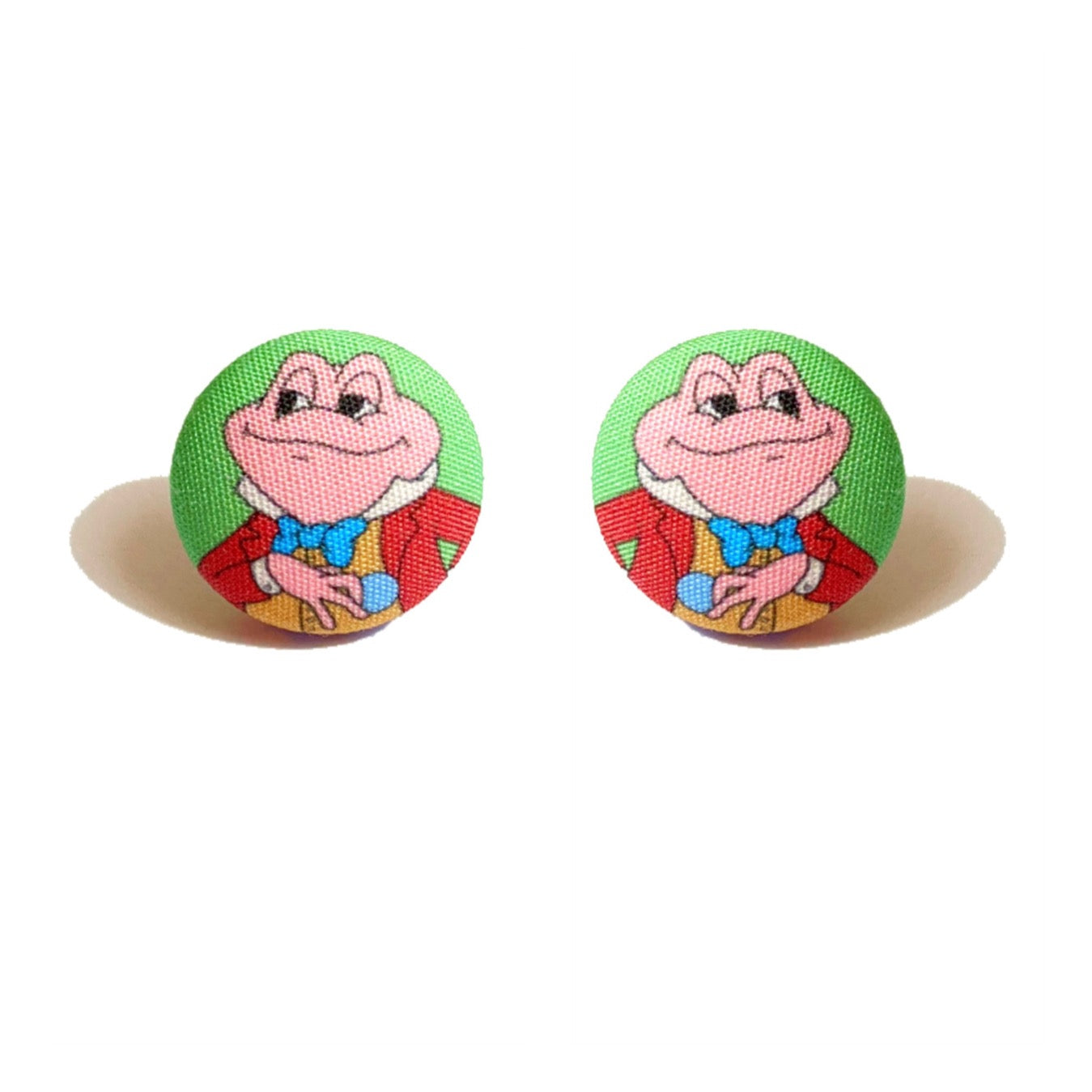 Mr. Toad Inspired Fabric Button Earrings