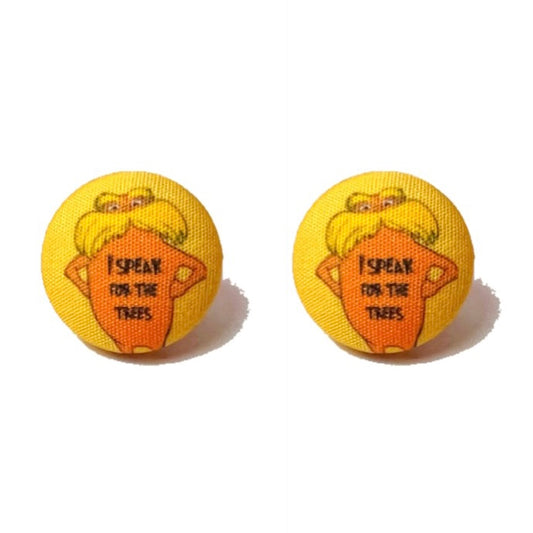 Lorax Fabric Button Earrings