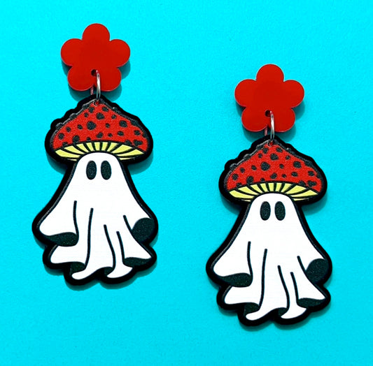 Mushroom Ghost Drop Earrings