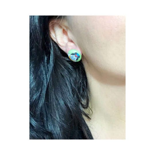 Scrooge Fabric Button Earrings