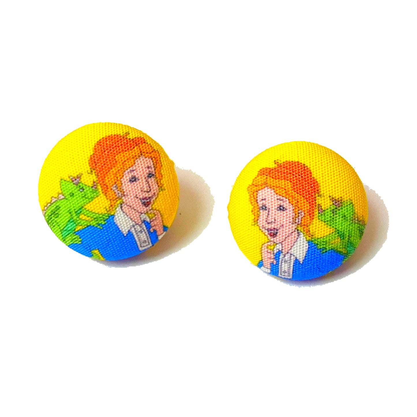 Ms. Frizzle  Fabric Button Earrings