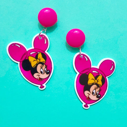 Retro Pink Mouse Acrylic Drop Earrings