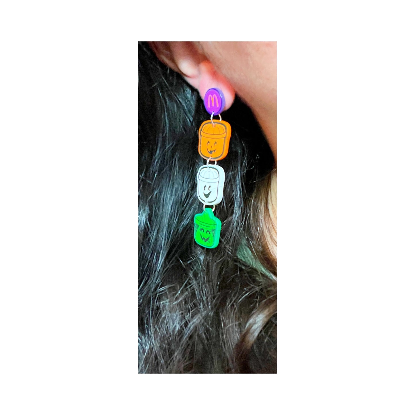 Halloween Buckets Tiered Acrylic Drop Earrings