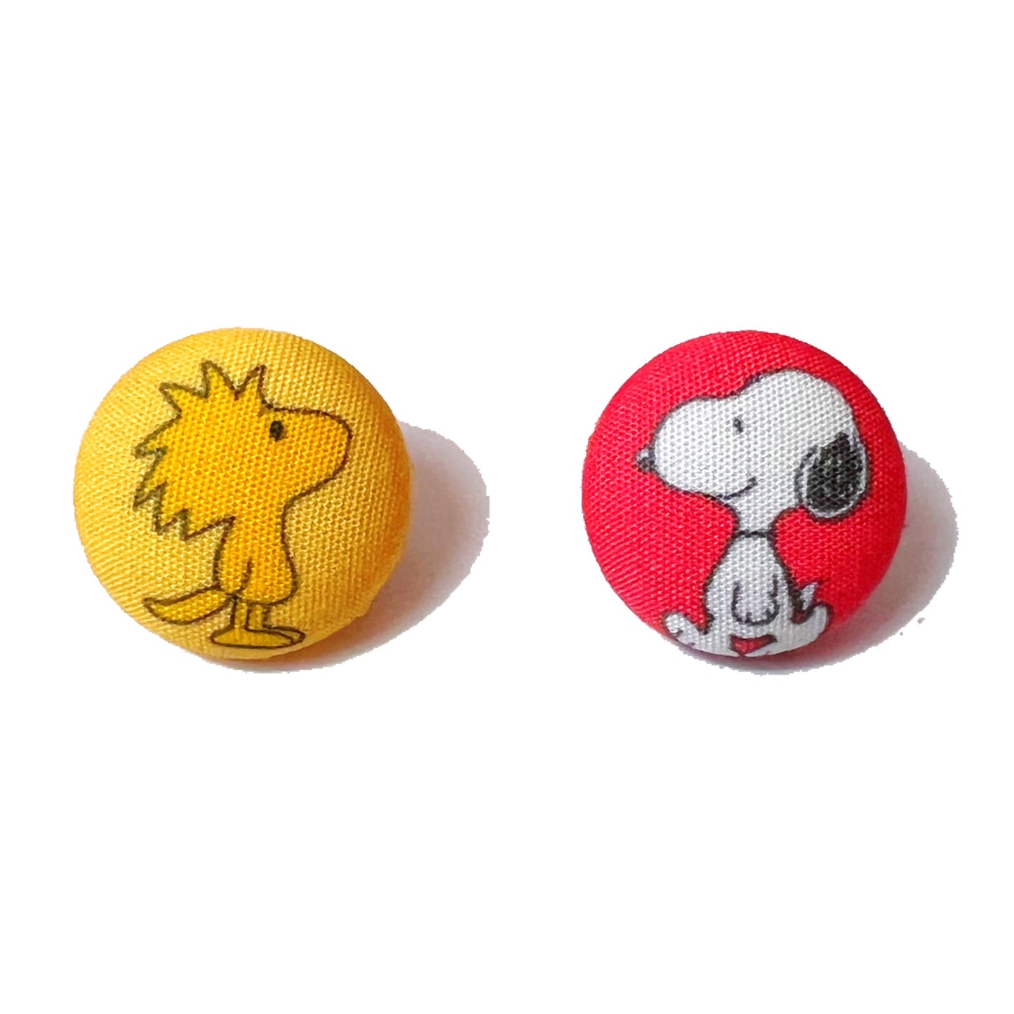 Snoopy & Woodstock Fabric Button Earrings
