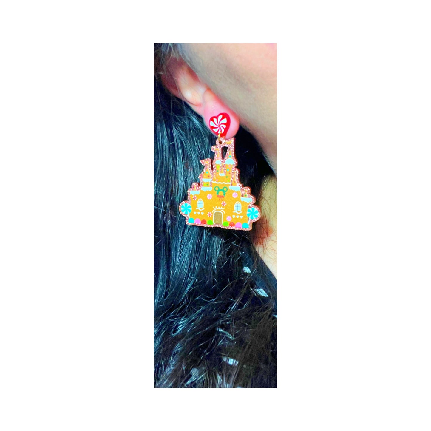 Gingerbread Castle Sparkle Drop Earrings