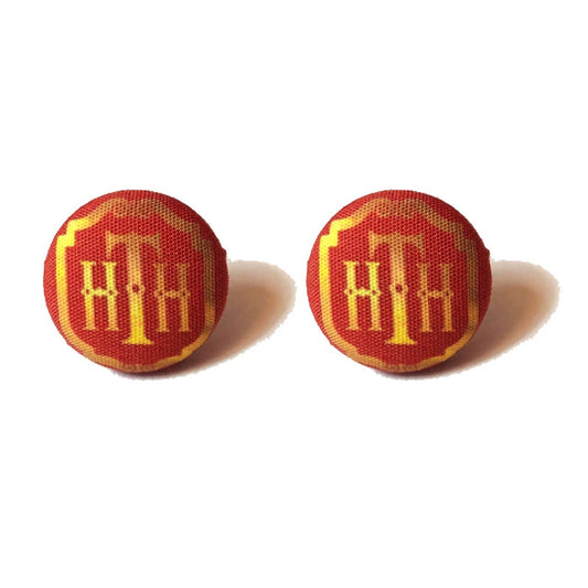 Twilight Tower Fabric Button Earrings