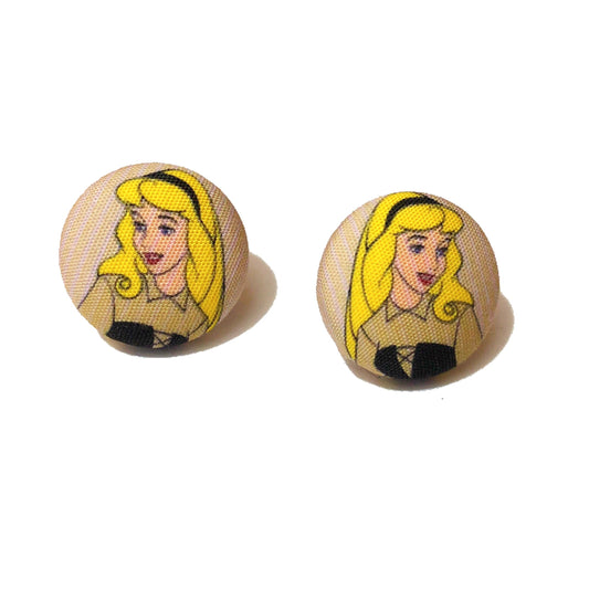 Briar Rose Fabric Button Earrings