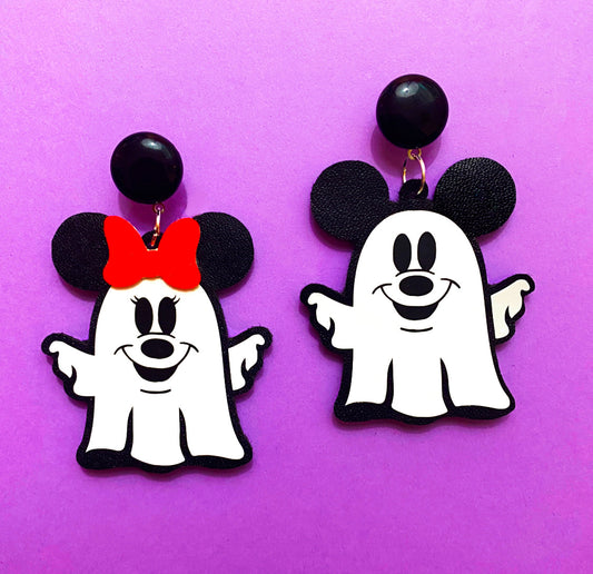 Mouse Ghost Couple Drop Earrings