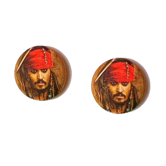 Captain Jack Fabric Button Earrings