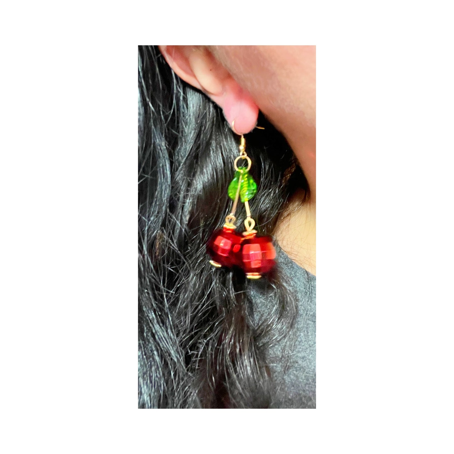 Disco Ball Cherry Drop Earrings