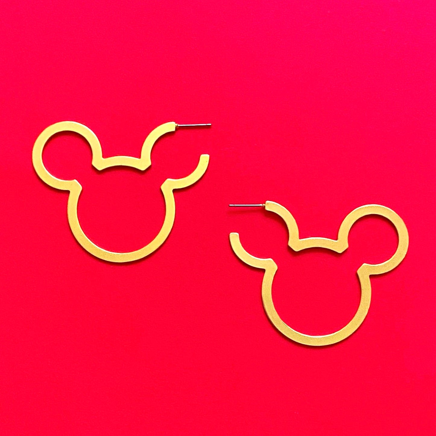 Gold Mouse Outline Hoop Earrings