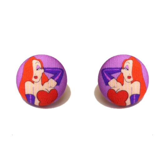 Jessica Fabric Button Earrings