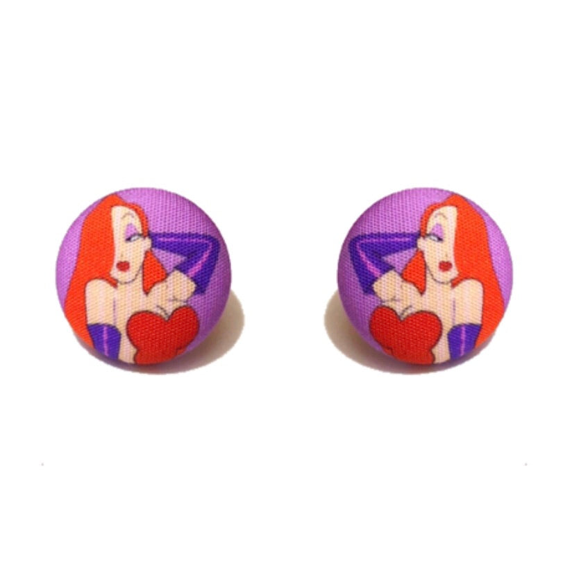 Jessica Fabric Button Earrings
