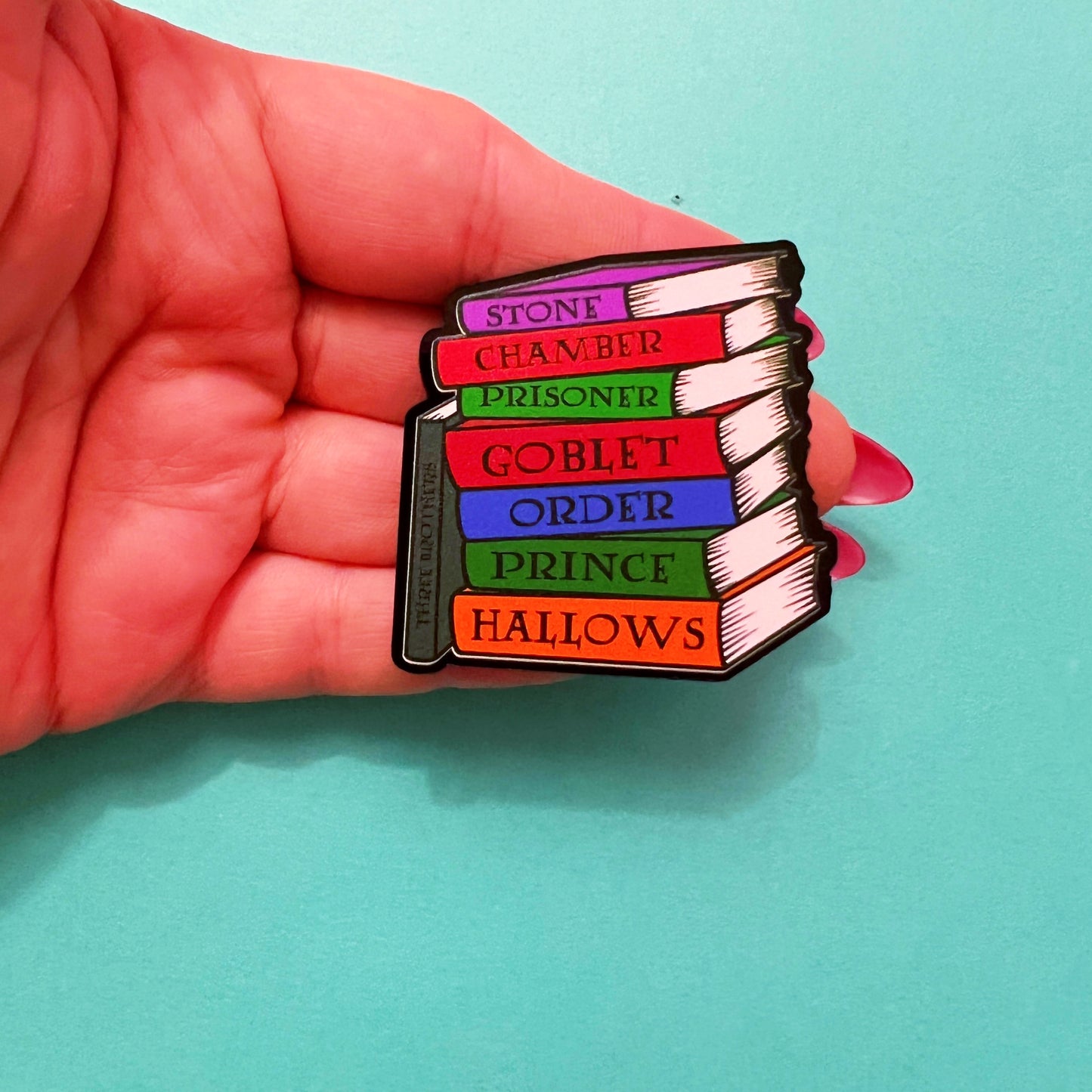 Wizard Book Stack Acrylic Brooch Pin