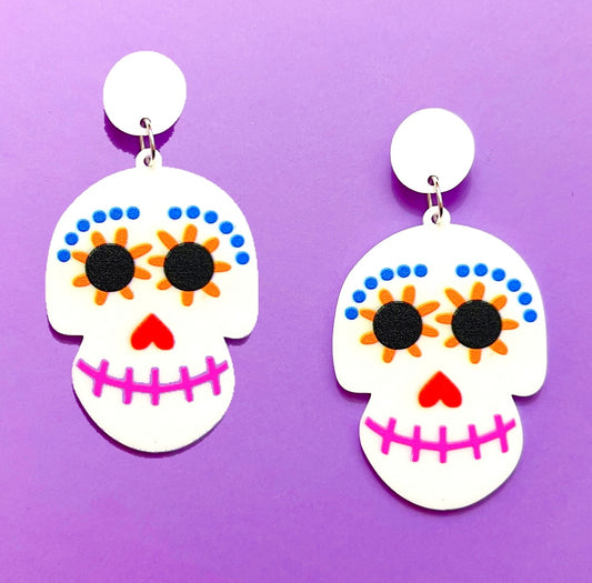 Coco Sugar Skull Acrylic Drop Earrings