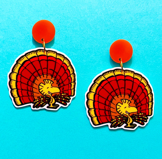 Woodstock Turkey Peanuts  Inspired Acrylic Drop Earrings