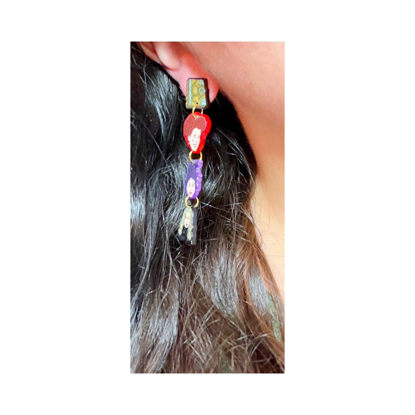 Sistahs! Witches Tiered Acrylic Drop Earrings