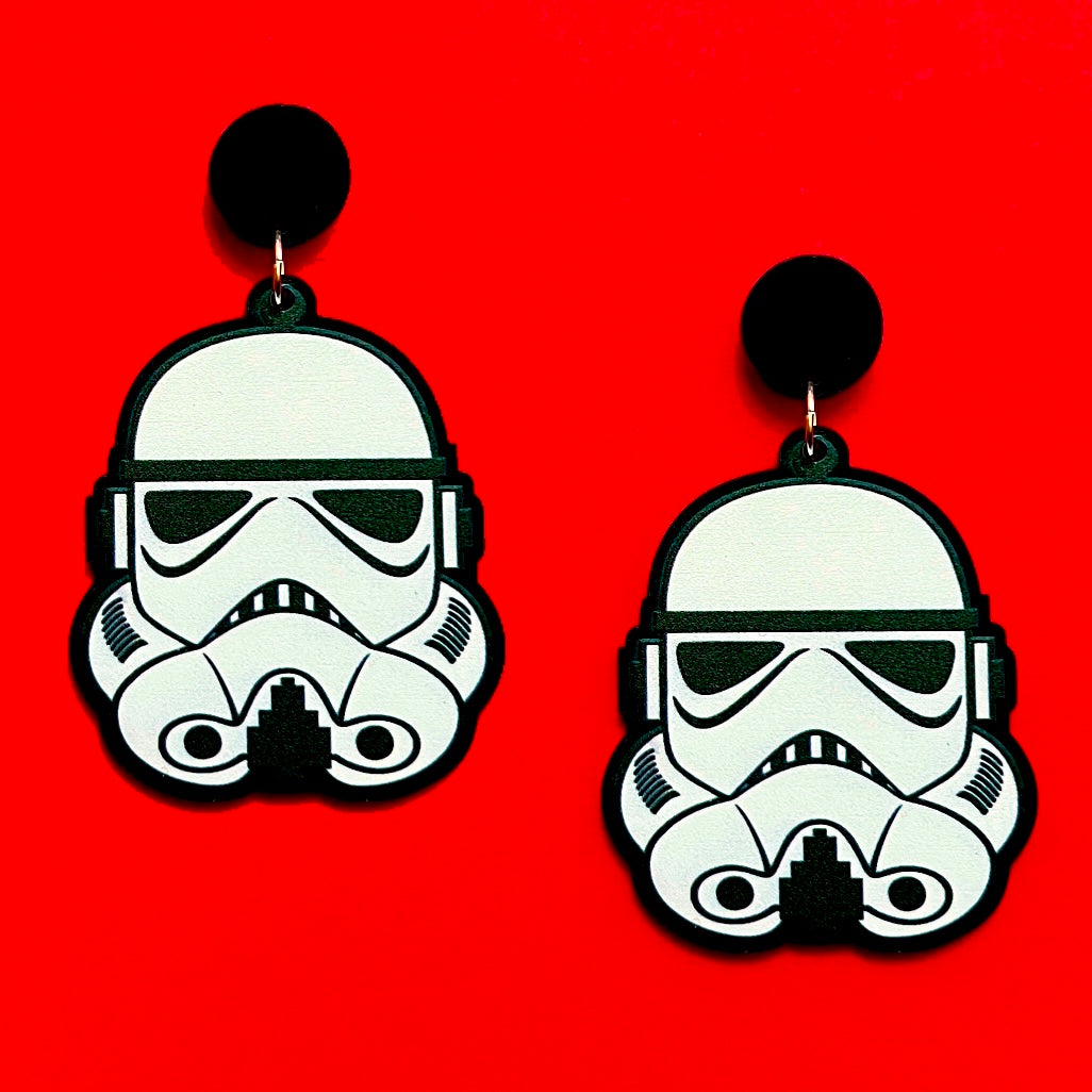 Storm Trooper Acrylic Drop Earrings