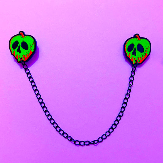 Small Poison Apple Collar Pins or Sweater Guards