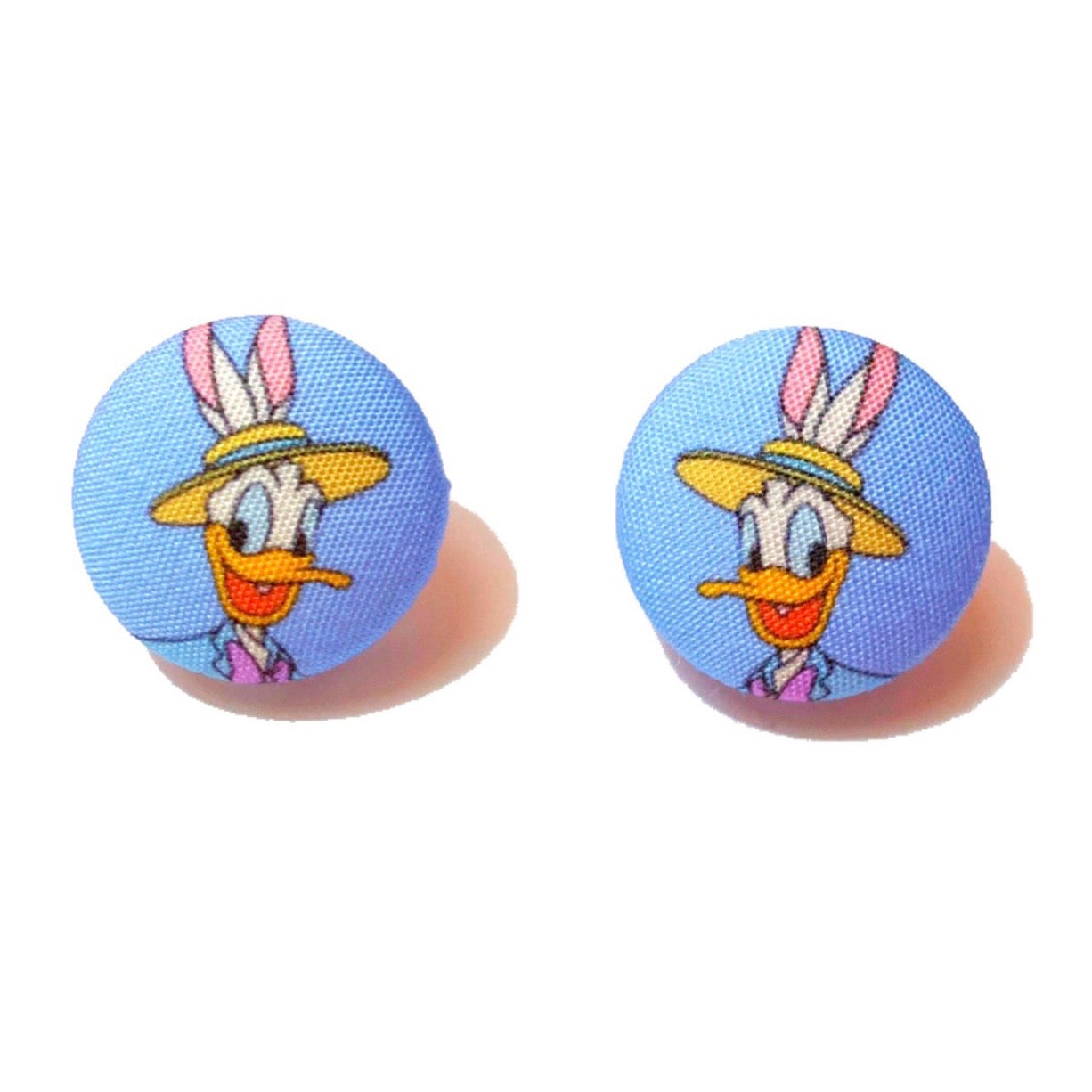 Dapper Duck Pastel Easter Fabric Button Earrings
