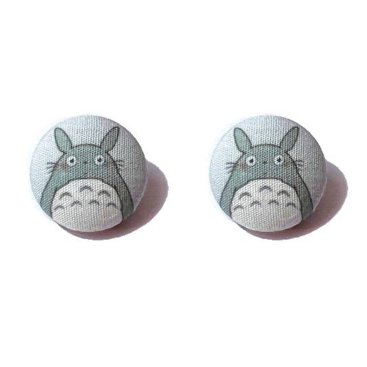 Totoro Fabric Button Earrings