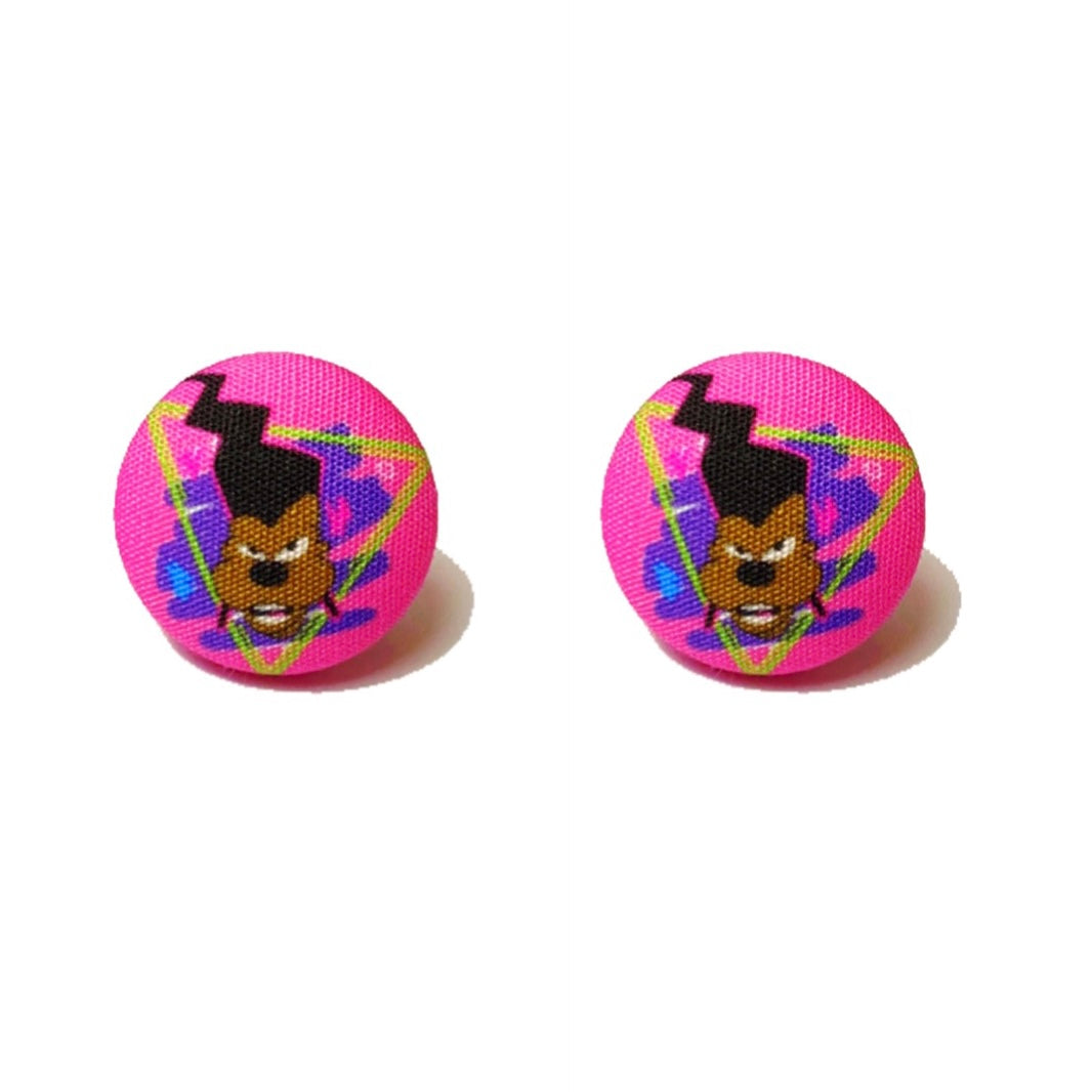 Powerline Tour Fabric Button Earrings