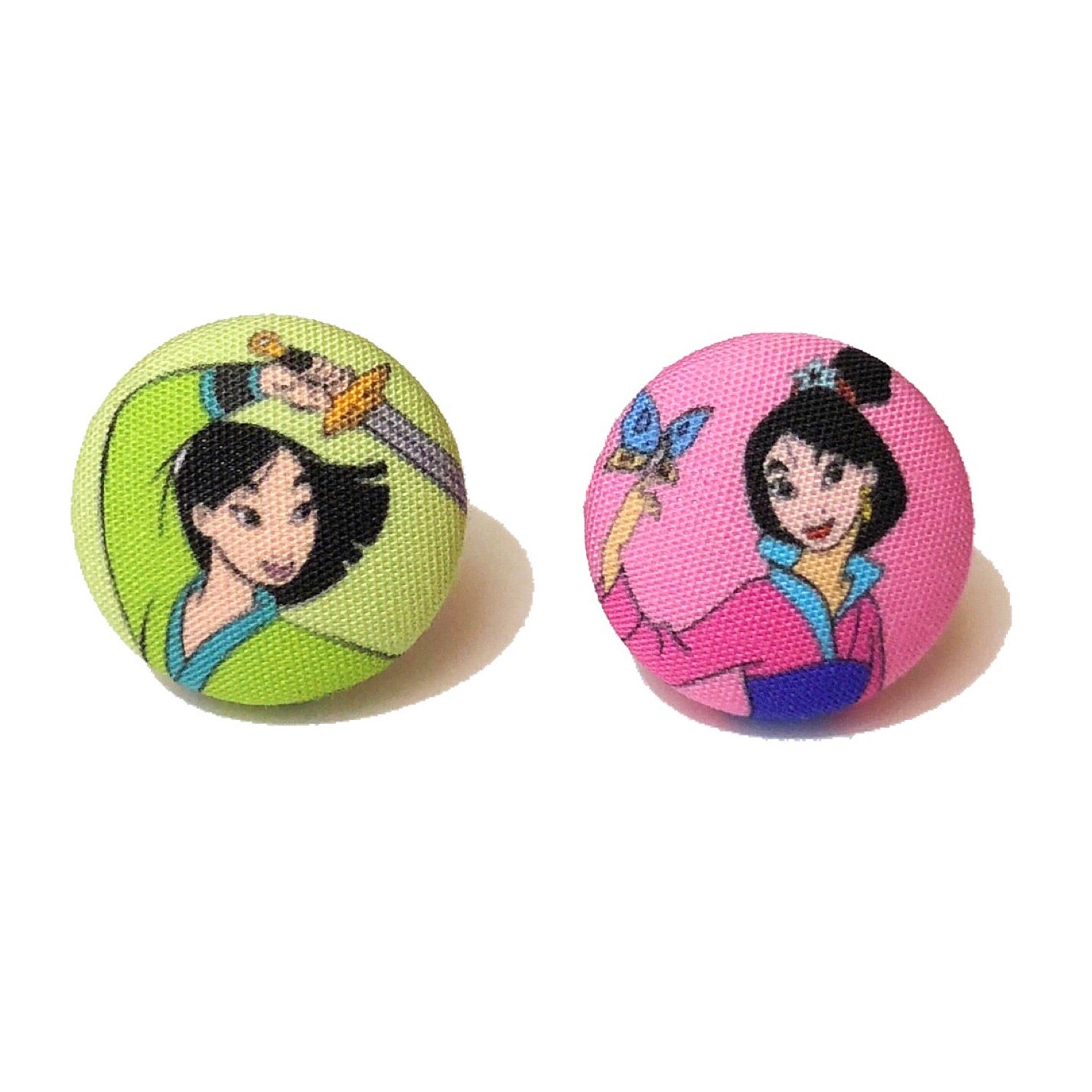 Mulan Fabric Button Earrings