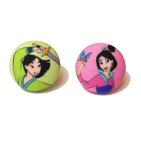 Mulan Fabric Button Earrings