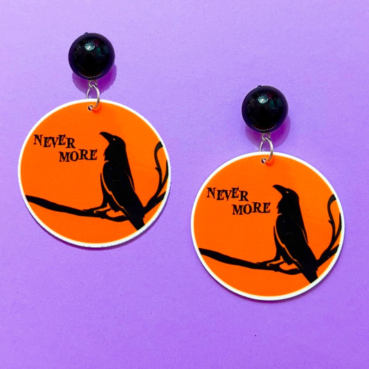 The Raven Edgar Allen Poe Inspired Acrylic Drop Earrings