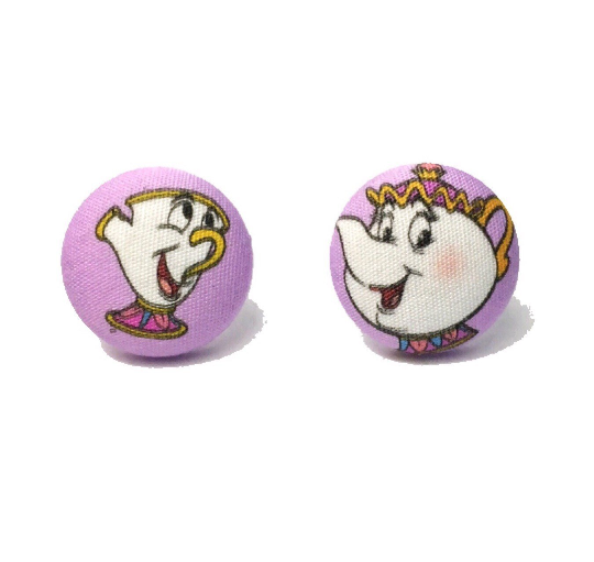 Potts & Chip Fabric Button Earrings