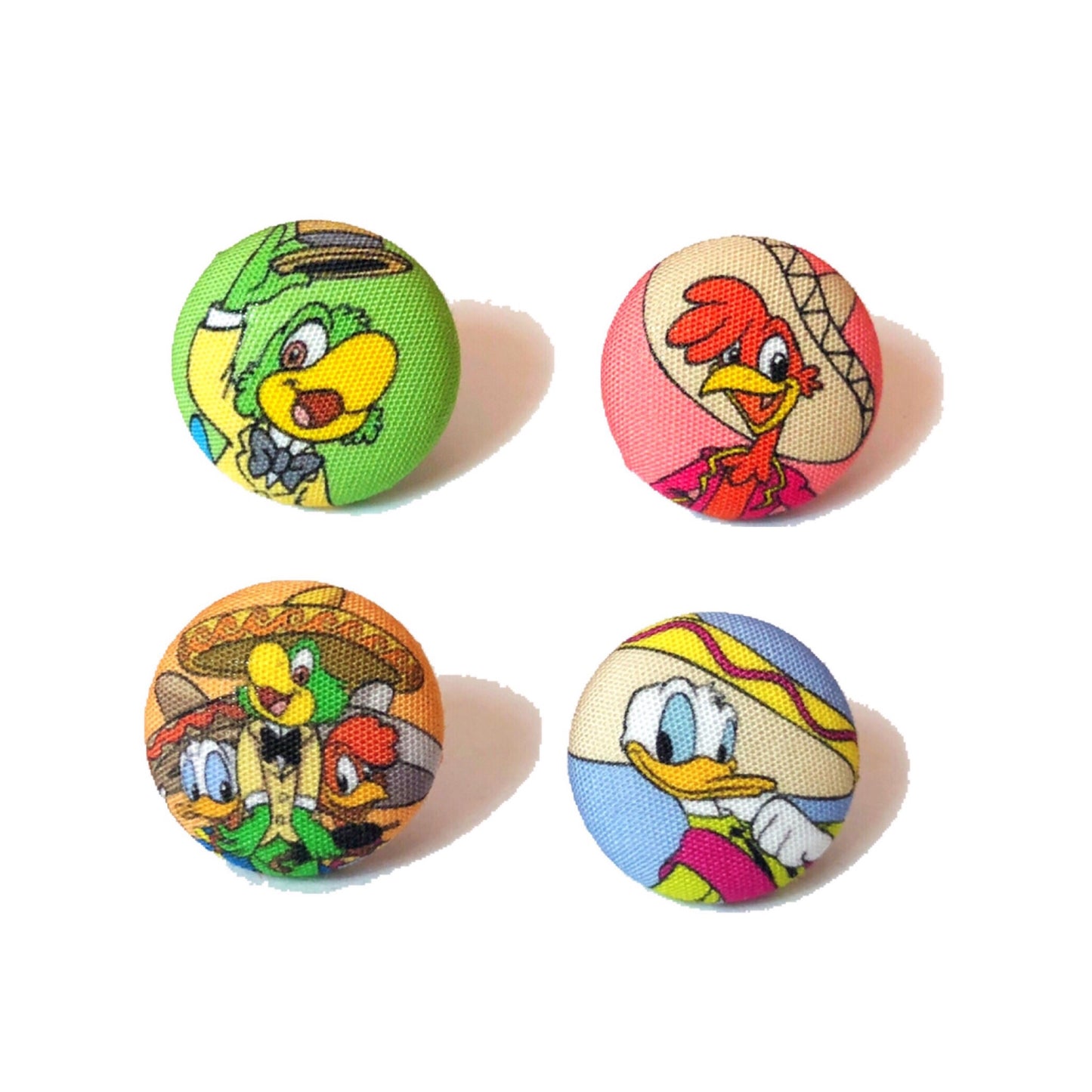 Caballeros Mix and Match Fabric Button Earring Set