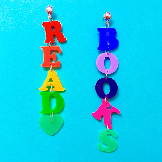 Read Books Rainbow Tiered Acrylic Drop Earrings