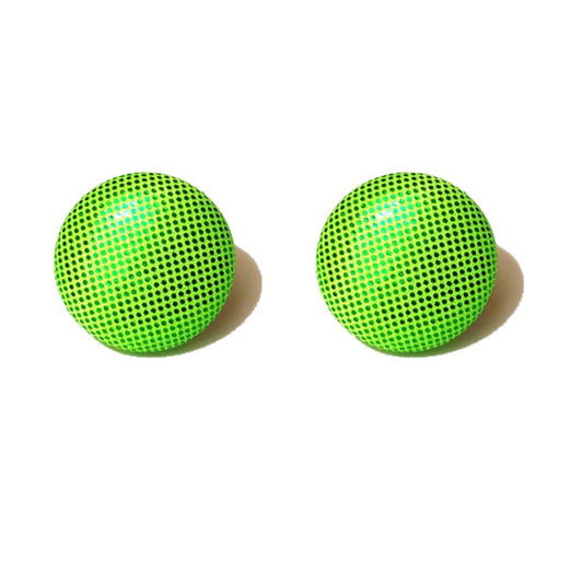 Shiny Neon Green Fabric Button Earrings