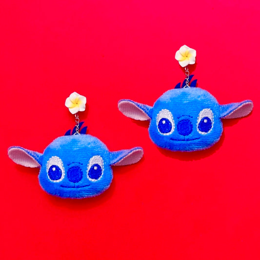 Stitch Plush Pom Pom Drop Earrings