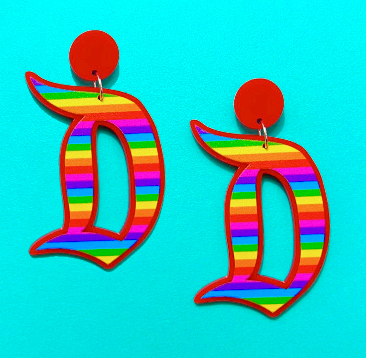 Rainbow “D” Inspired Acrylic Drop Earrings