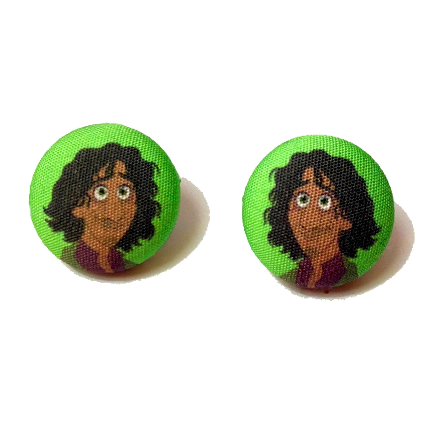 Bruno Inspired Fabric Button Earrings