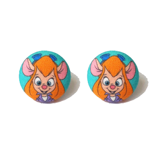 Gadget Inspired Fabric Button Earrings