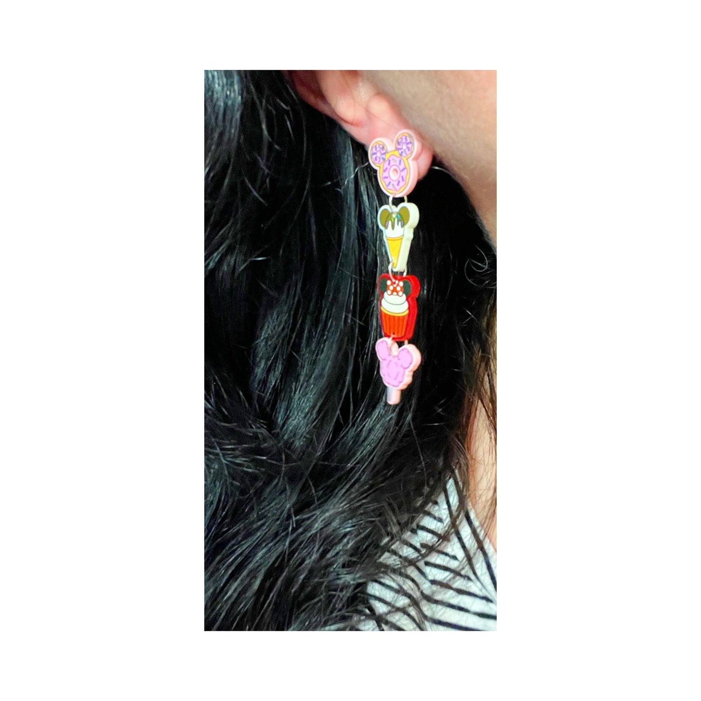 Mouse Desserts Tiered Acrylic Drop Earrings