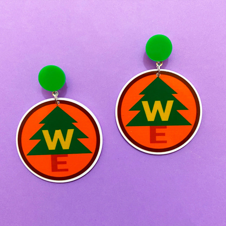 Wilderness Explorer Badge Acrylic Drop Earrings